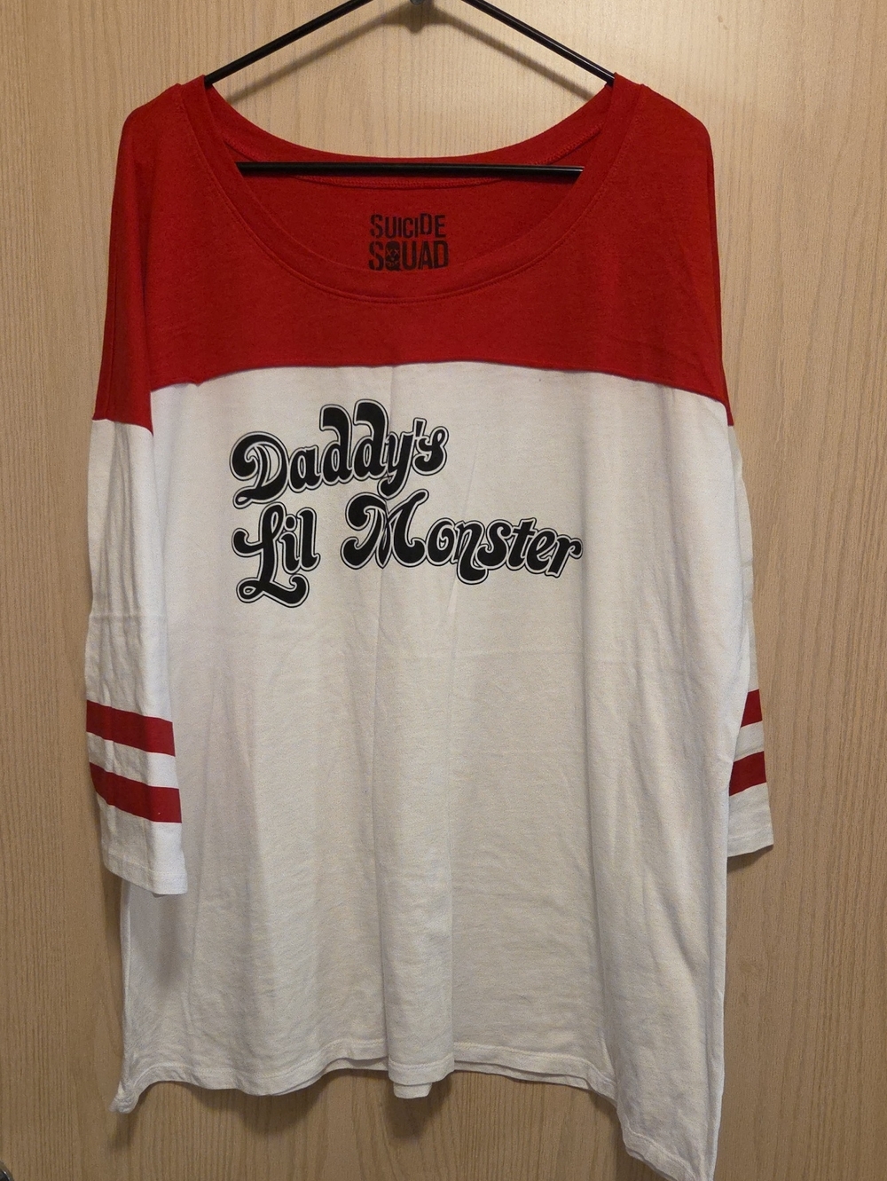 'Daddy's Lil Monster' Red & White Womans Plus Size Top